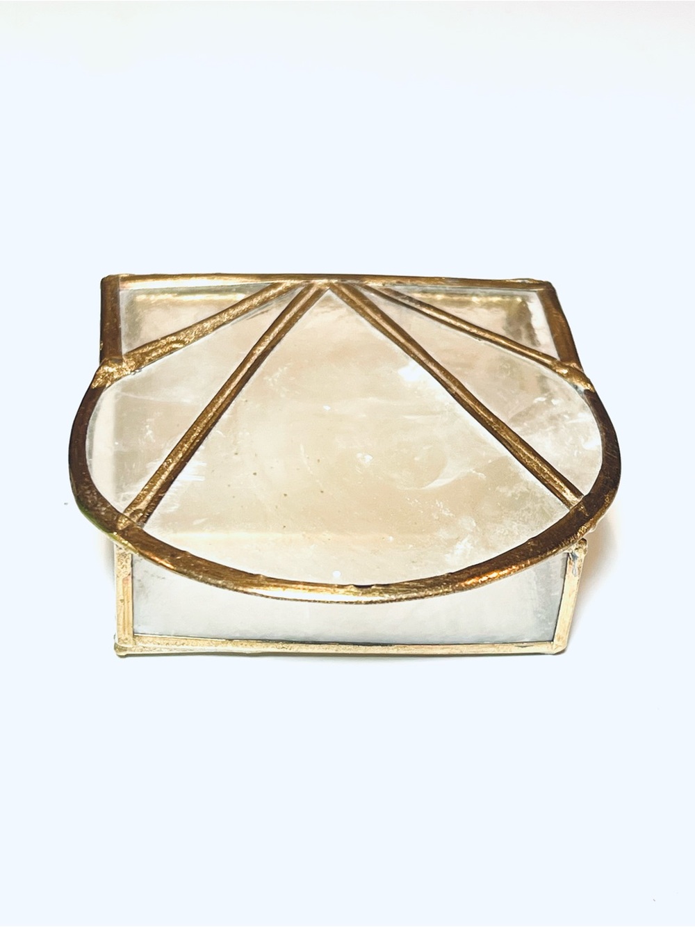 Vintage brass and Capiz shell hinged trinket jewelry box